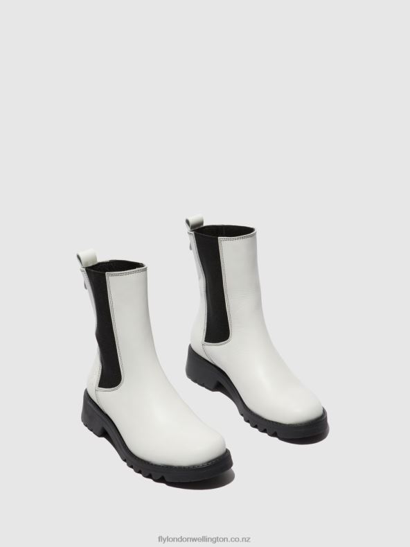 Women Fly London RUG OFFWHITE (BLACK) Chelsea Ankle Boots REIN795 0B6X4217