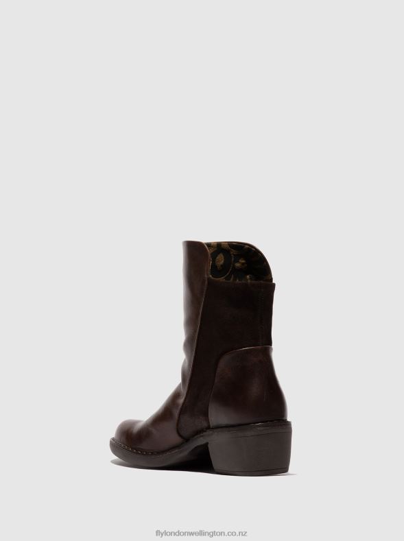Women Fly London RUG/OILSUEDE DK BROWN/EXPRESSO Zip Up Ankle Boots MELY074 0B6X4172