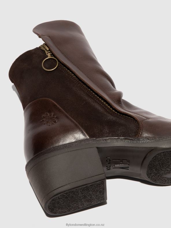 Women Fly London RUG/OILSUEDE DK BROWN/EXPRESSO Zip Up Ankle Boots MELY074 0B6X4172