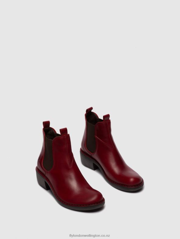 Women Fly London RUG RED Chelsea Ankle Boots MEME030 0B6X4256