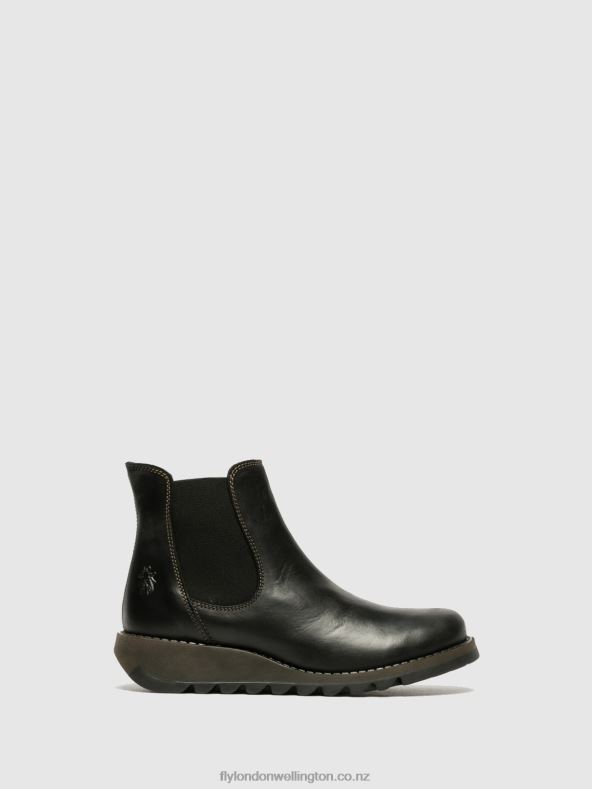 Women Fly London SALV BLACK Chelsea Ankle Boots 0B6X413