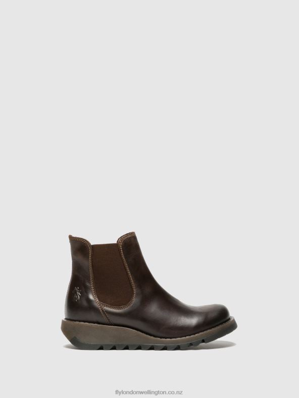 Women Fly London SALV DARK BROWN Chelsea Ankle Boots 0B6X4272