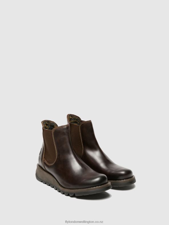 Women Fly London SALV DARK BROWN Chelsea Ankle Boots 0B6X4272