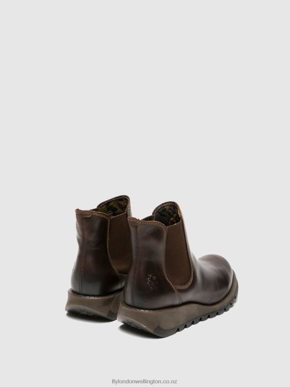 Women Fly London SALV DARK BROWN Chelsea Ankle Boots 0B6X4272