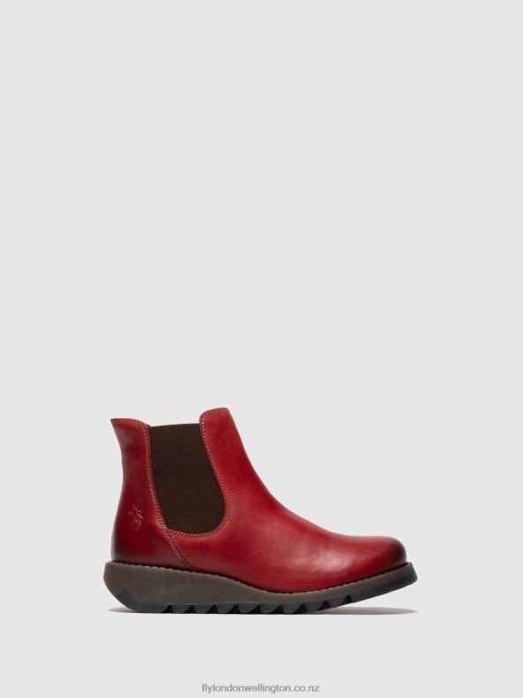 Women Fly London SALV RED Chelsea Ankle Boots 0B6X4275