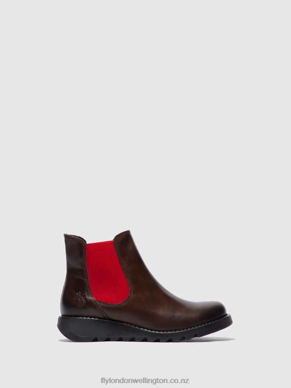 Women Fly London SALV RUG DK. BROWN (RED ELASTIC) Chelsea Ankle Boots 0B6X4170
