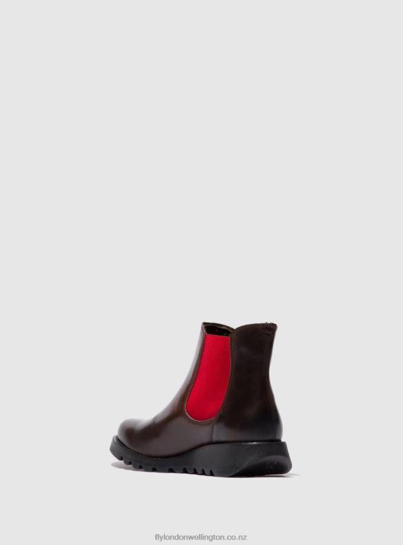 Women Fly London SALV RUG DK. BROWN (RED ELASTIC) Chelsea Ankle Boots 0B6X4170