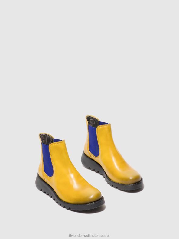 Women Fly London SALV RUG MUSTARD (BLUE ELASTIC) Chelsea Ankle Boots 0B6X4178