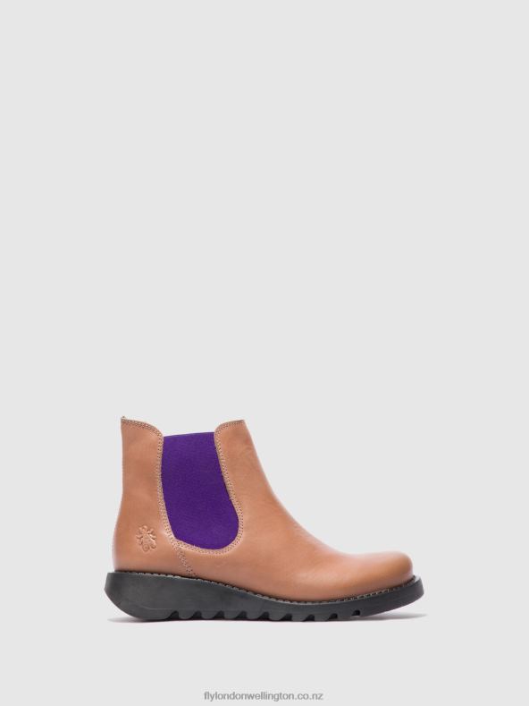 Women Fly London SALV RUG ROSE (VIOLET ELASTIC) Chelsea Ankle Boots 0B6X4177