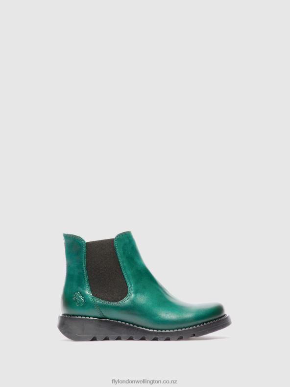 Women Fly London SALV RUG SHAMROCK GREEN (BLACK ELASTIC) Chelsea Ankle Boots 0B6X4215