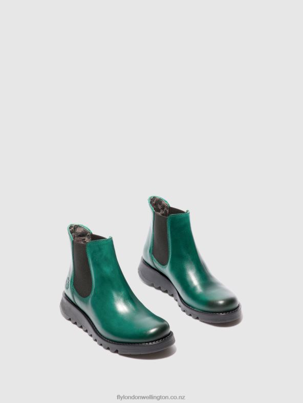 Women Fly London SALV RUG SHAMROCK GREEN (BLACK ELASTIC) Chelsea Ankle Boots 0B6X4215