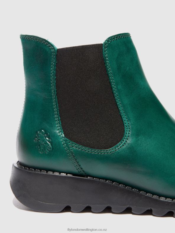 Women Fly London SALV RUG SHAMROCK GREEN (BLACK ELASTIC) Chelsea Ankle Boots 0B6X4215