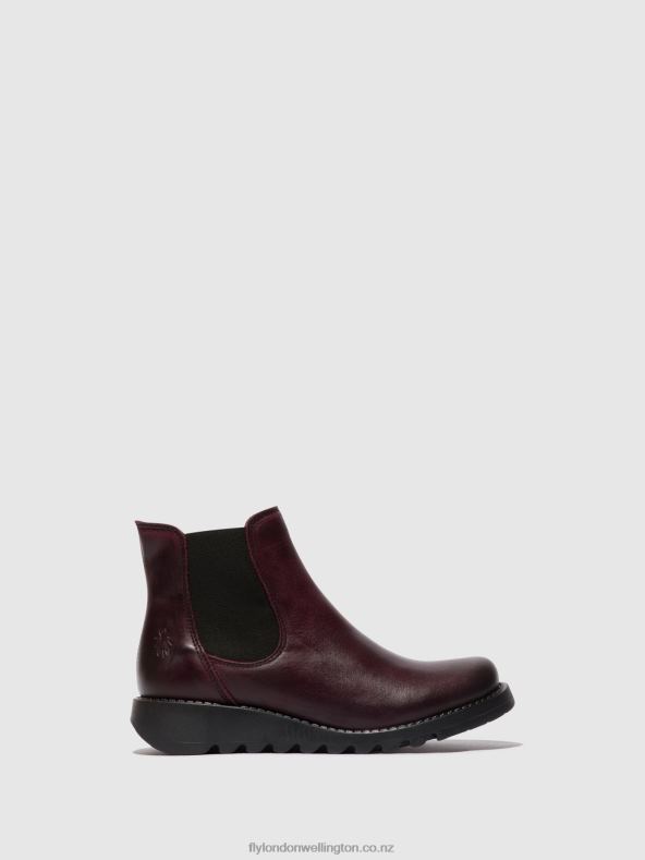 Women Fly London SALV WINE (BLACK ELASTIC) Chelsea Ankle Boots 0B6X421