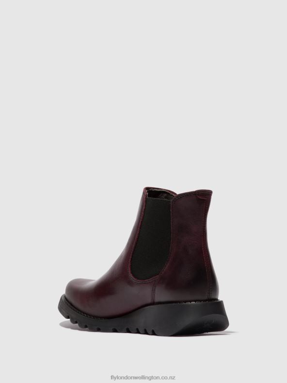 Women Fly London SALV WINE (BLACK ELASTIC) Chelsea Ankle Boots 0B6X421