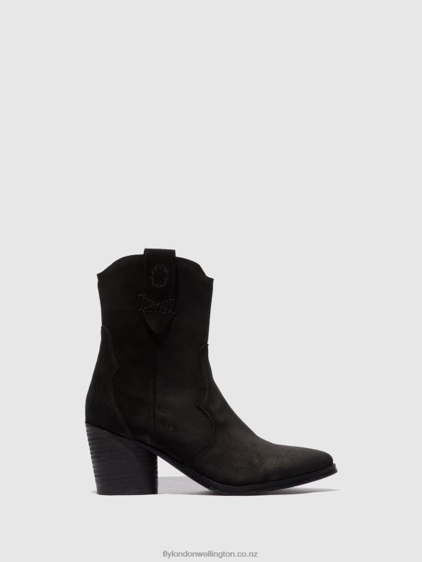 Women Fly London SUEDE BLACK Zip Up Ankle Boots ALBA825 0B6X4188