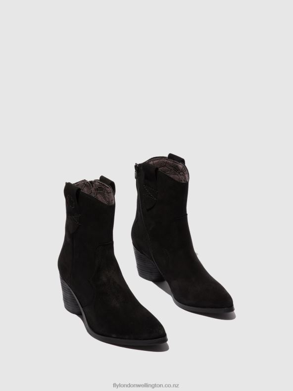Women Fly London SUEDE BLACK Zip Up Ankle Boots ALBA825 0B6X4188