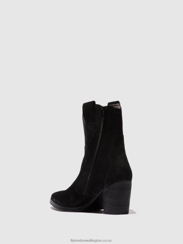 Women Fly London SUEDE BLACK Zip Up Ankle Boots ALBA825 0B6X4188