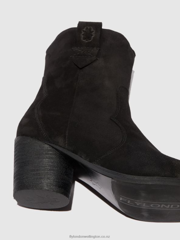 Women Fly London SUEDE BLACK Zip Up Ankle Boots ALBA825 0B6X4188