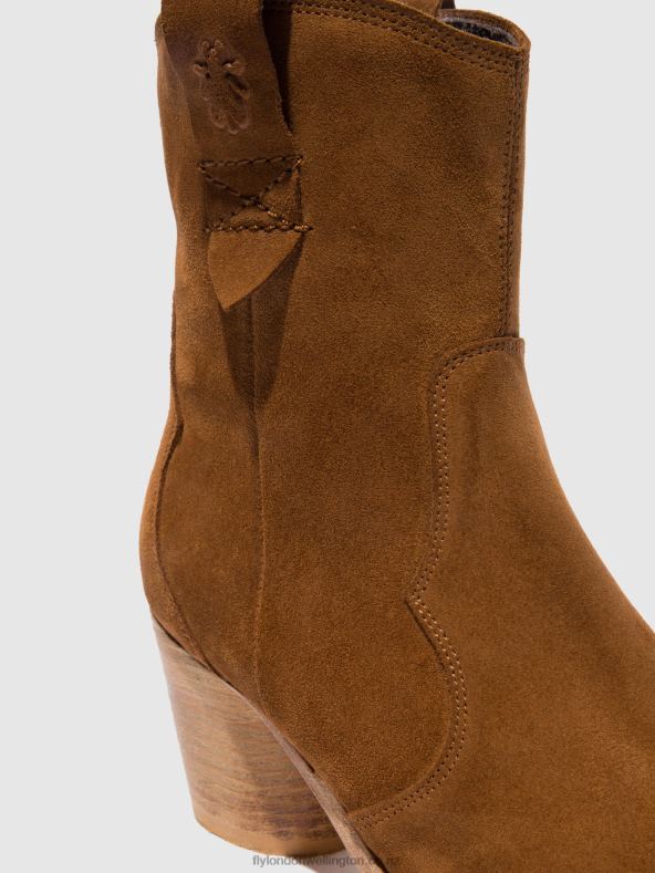 Women Fly London SUEDE COGNAC Zip Up Ankle Boots ALBA825 0B6X4187