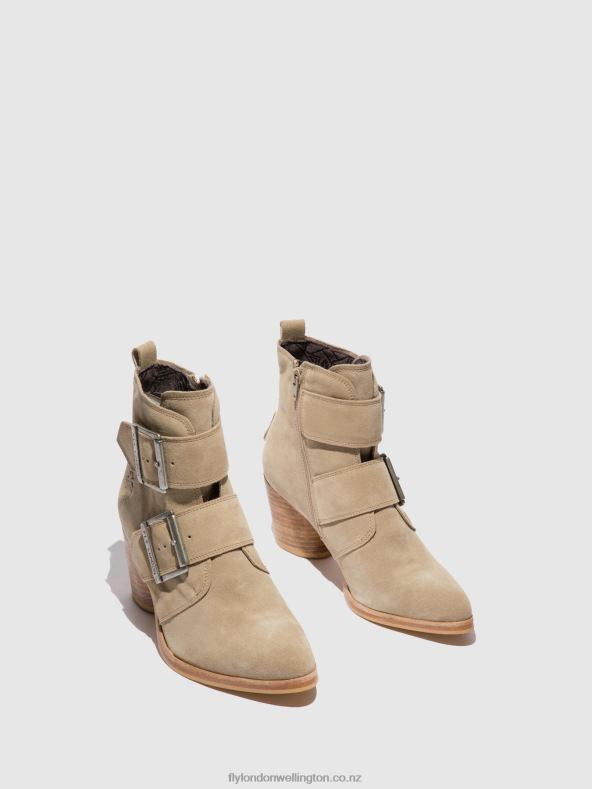 Women Fly London SUEDE CREME Buckle Ankle Boots ARIA827 0B6X4240