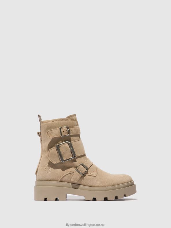 Women Fly London SUEDE CREME Buckle Ankle Boots JEDA817 0B6X4242