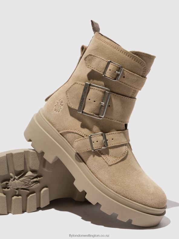 Women Fly London SUEDE CREME Buckle Ankle Boots JEDA817 0B6X4242