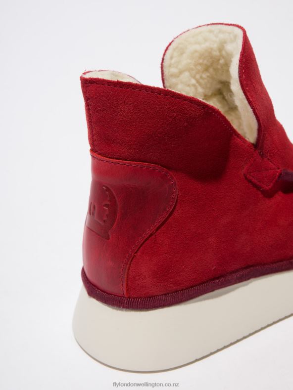 Women Fly London SUEDE/RUG CARMINE RED Round Toe Ankle Boots COZE348 0B6X4192