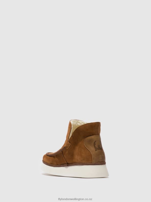 Women Fly London SUEDE/RUG COGNAC Round Toe Ankle Boots COZE348 0B6X4173