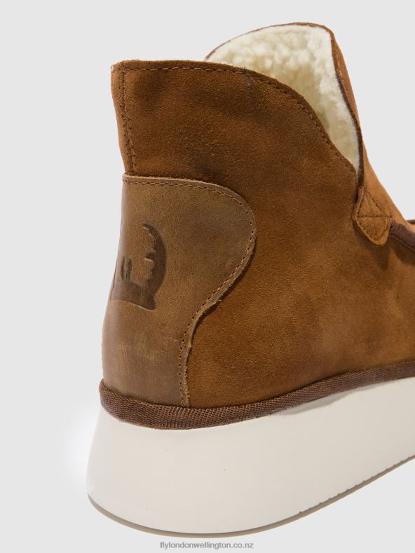 Women Fly London SUEDE/RUG COGNAC Round Toe Ankle Boots COZE348 0B6X4173