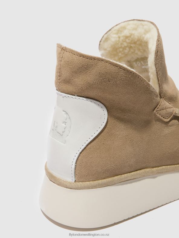 Women Fly London SUEDE/RUG CREME Round Toe Ankle Boots COZE348 0B6X4168