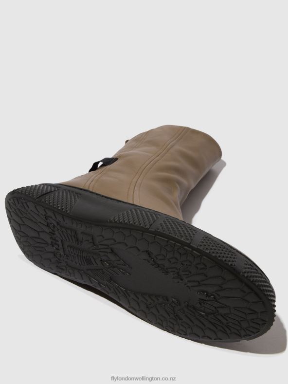 Women Fly London TAUPE (BLACK SOLE) Zip Up Ankle Boots ESEN485 0B6X460