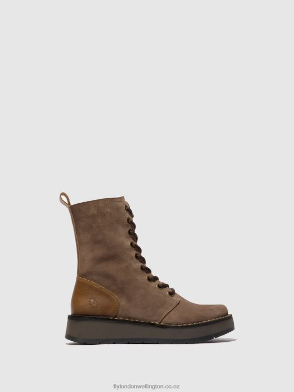 Women Fly London TAUPE/CAMEL Lace-up Ankle Boots RAMI043 0B6X420