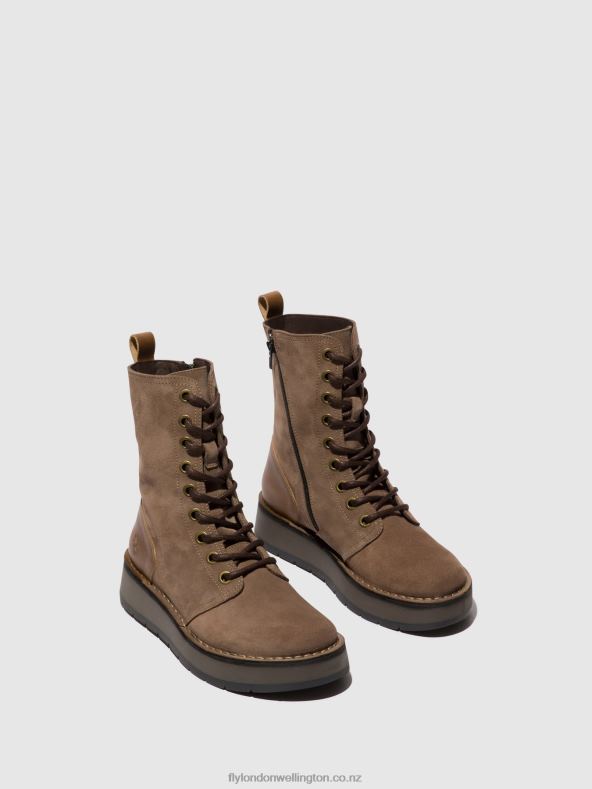 Women Fly London TAUPE/CAMEL Lace-up Ankle Boots RAMI043 0B6X420