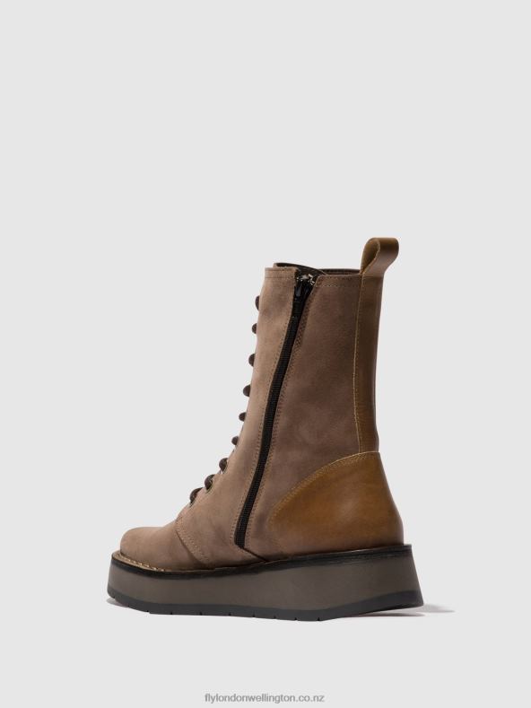 Women Fly London TAUPE/CAMEL Lace-up Ankle Boots RAMI043 0B6X420