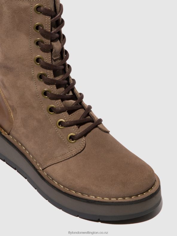 Women Fly London TAUPE/CAMEL Lace-up Ankle Boots RAMI043 0B6X420