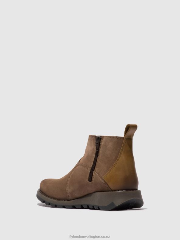 Women Fly London TAUPE/CAMEL Zip Up Ankle Boots SELY918 0B6X437