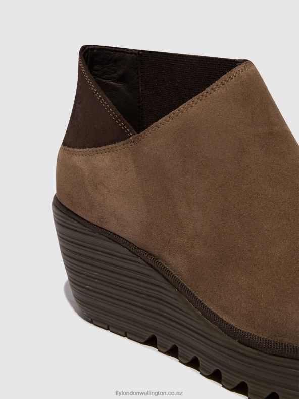 Women Fly London TAUPE/EXPRESSO Zip Up Ankle Boots YEGO400 0B6X428