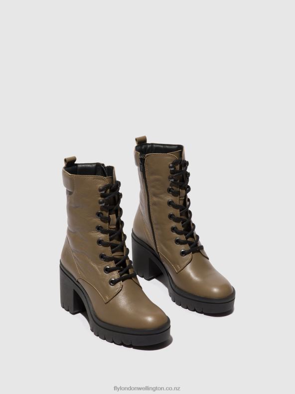 Women Fly London TAUPE Lace-up Ankle Boots TIEL642 0B6X486
