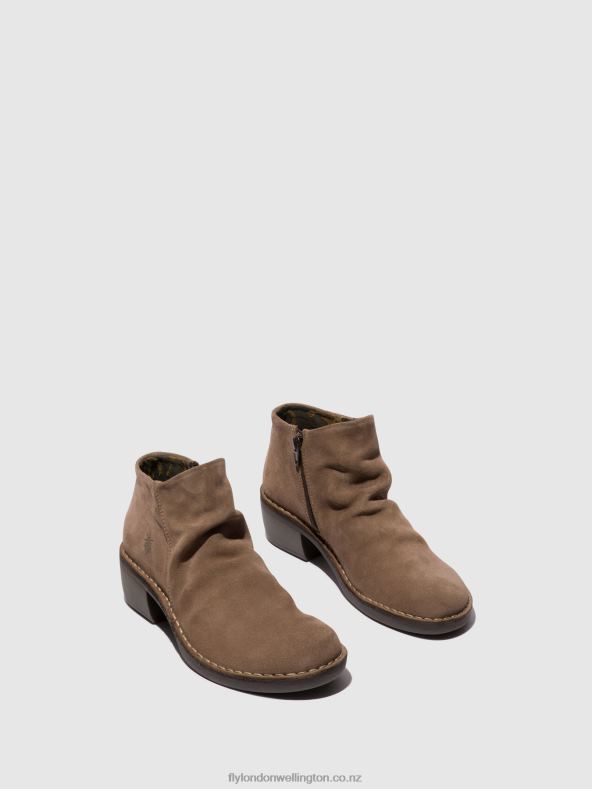 Women Fly London TAUPE Zip Up Ankle Boots MERK093 0B6X453