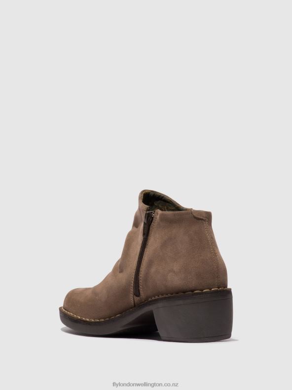 Women Fly London TAUPE Zip Up Ankle Boots MERK093 0B6X453