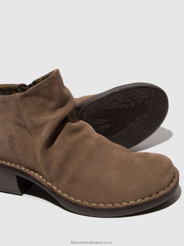 Women Fly London TAUPE Zip Up Ankle Boots MERK093 0B6X453