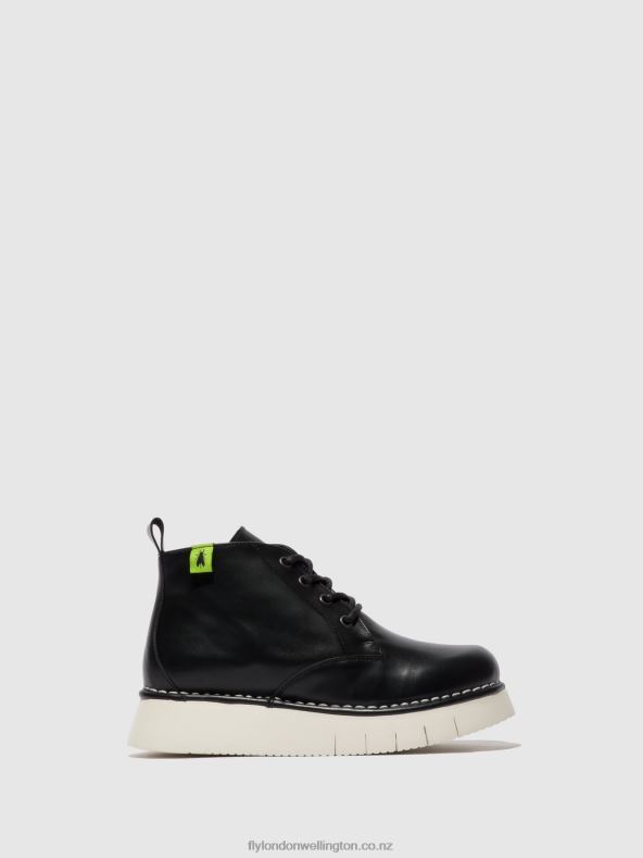 Women Fly London TUNDER BLACK Lace-up Ankle Boots IDDA244 0B6X4167
