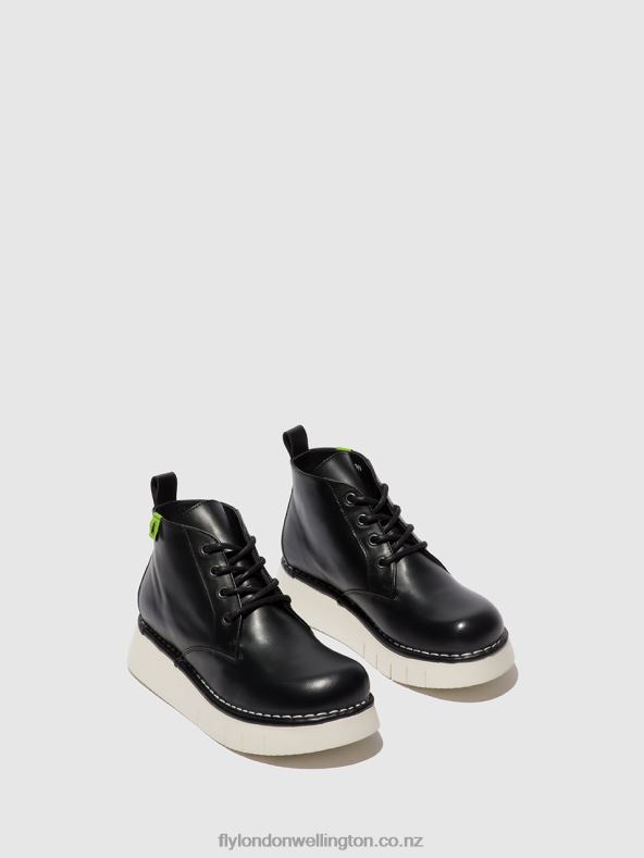 Women Fly London TUNDER BLACK Lace-up Ankle Boots IDDA244 0B6X4167