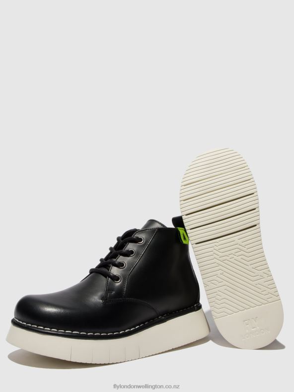 Women Fly London TUNDER BLACK Lace-up Ankle Boots IDDA244 0B6X4167