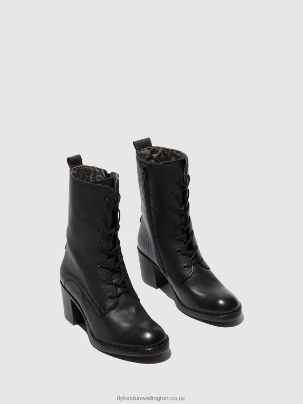 Women Fly London VERONA BLACK Lace-up Ankle Boots BLYA070 0B6X4208