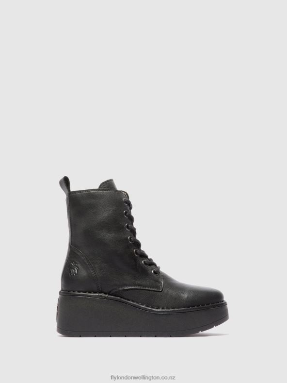 Women Fly London VERONA BLACK Lace-up Ankle Boots HEPE239 0B6X4199