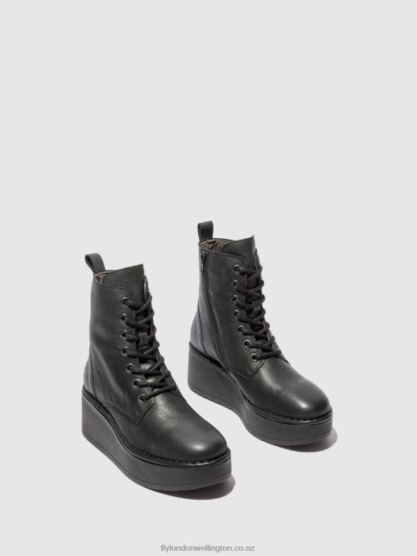 Women Fly London VERONA BLACK Lace-up Ankle Boots HEPE239 0B6X4199