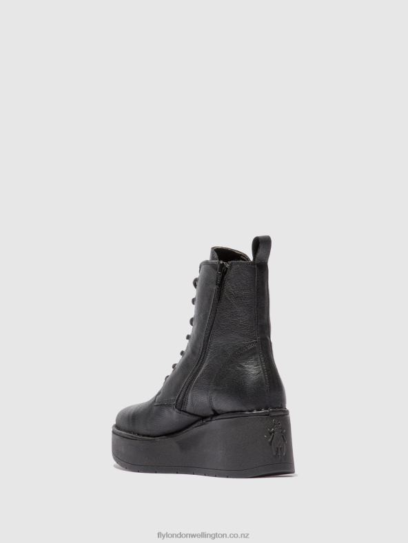 Women Fly London VERONA BLACK Lace-up Ankle Boots HEPE239 0B6X4199
