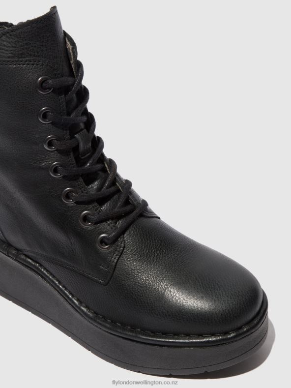 Women Fly London VERONA BLACK Lace-up Ankle Boots HEPE239 0B6X4199