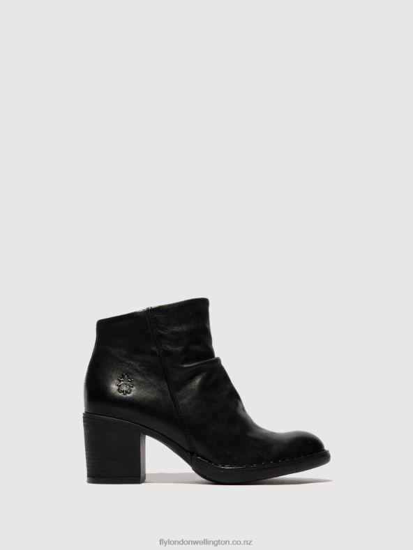 Women Fly London VERONA BLACK Zip Up Ankle Boots BELL061 0B6X4185